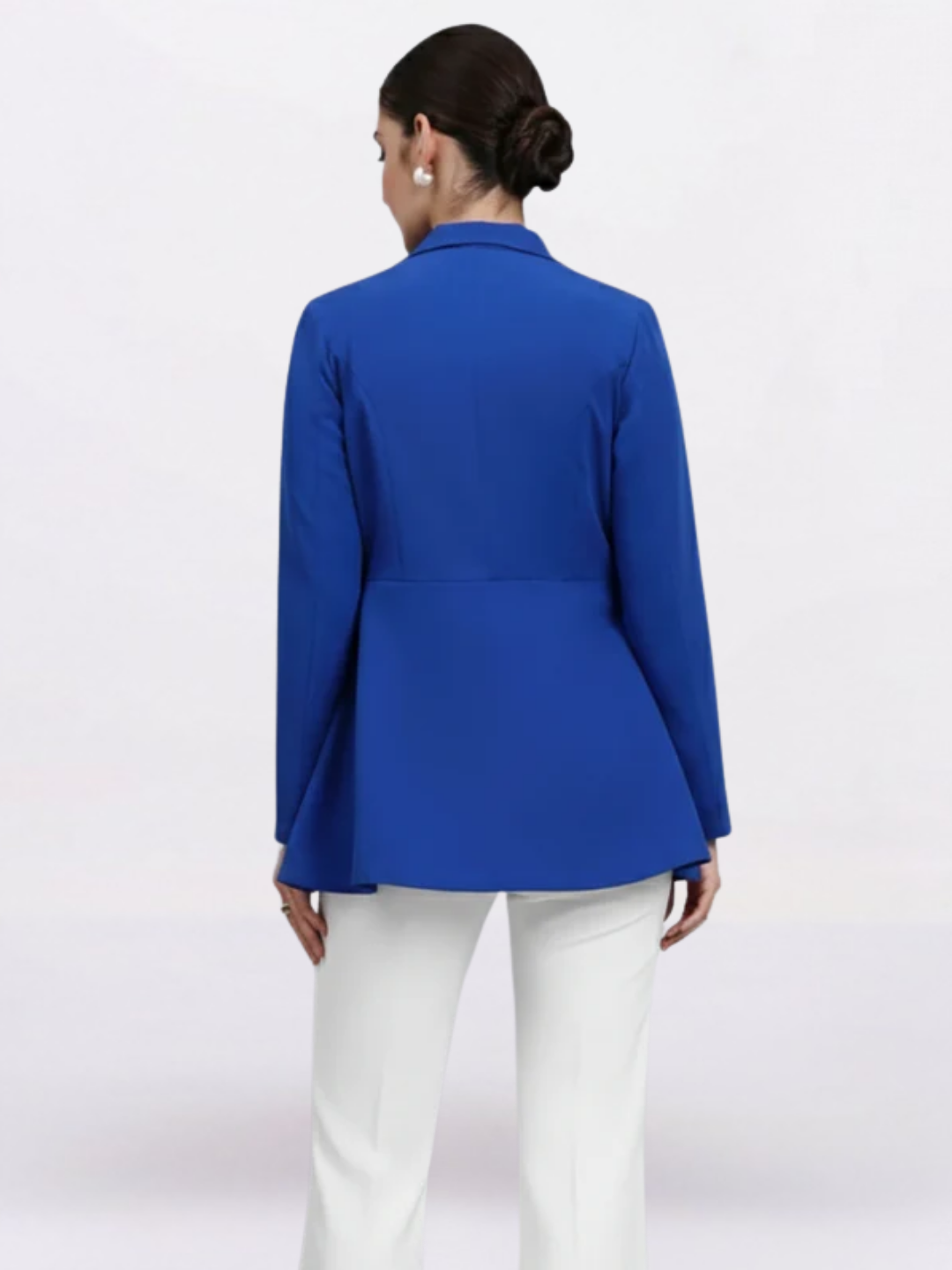 Women Cobalt Blue Peplum Blazer Top