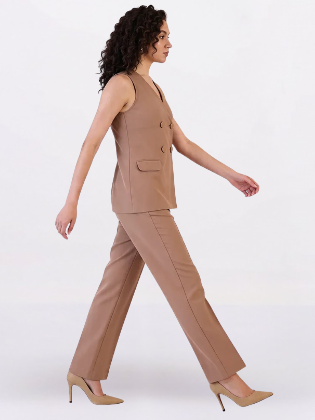Women Beige Solid Trousers