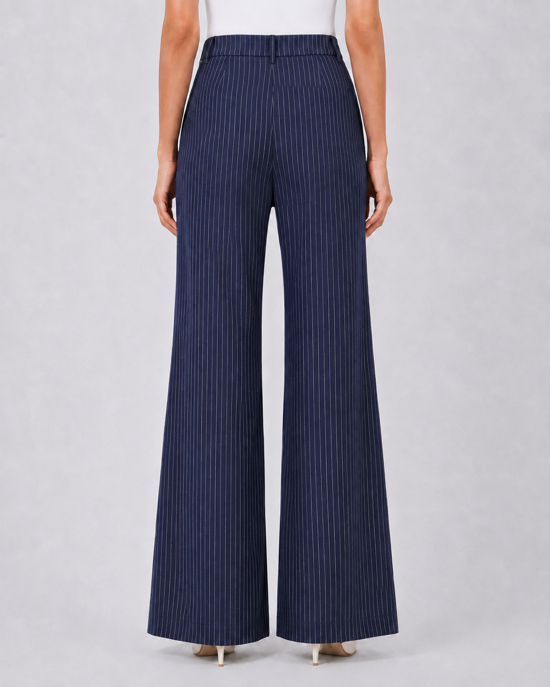 Women Navy Blue Stripes Trouser