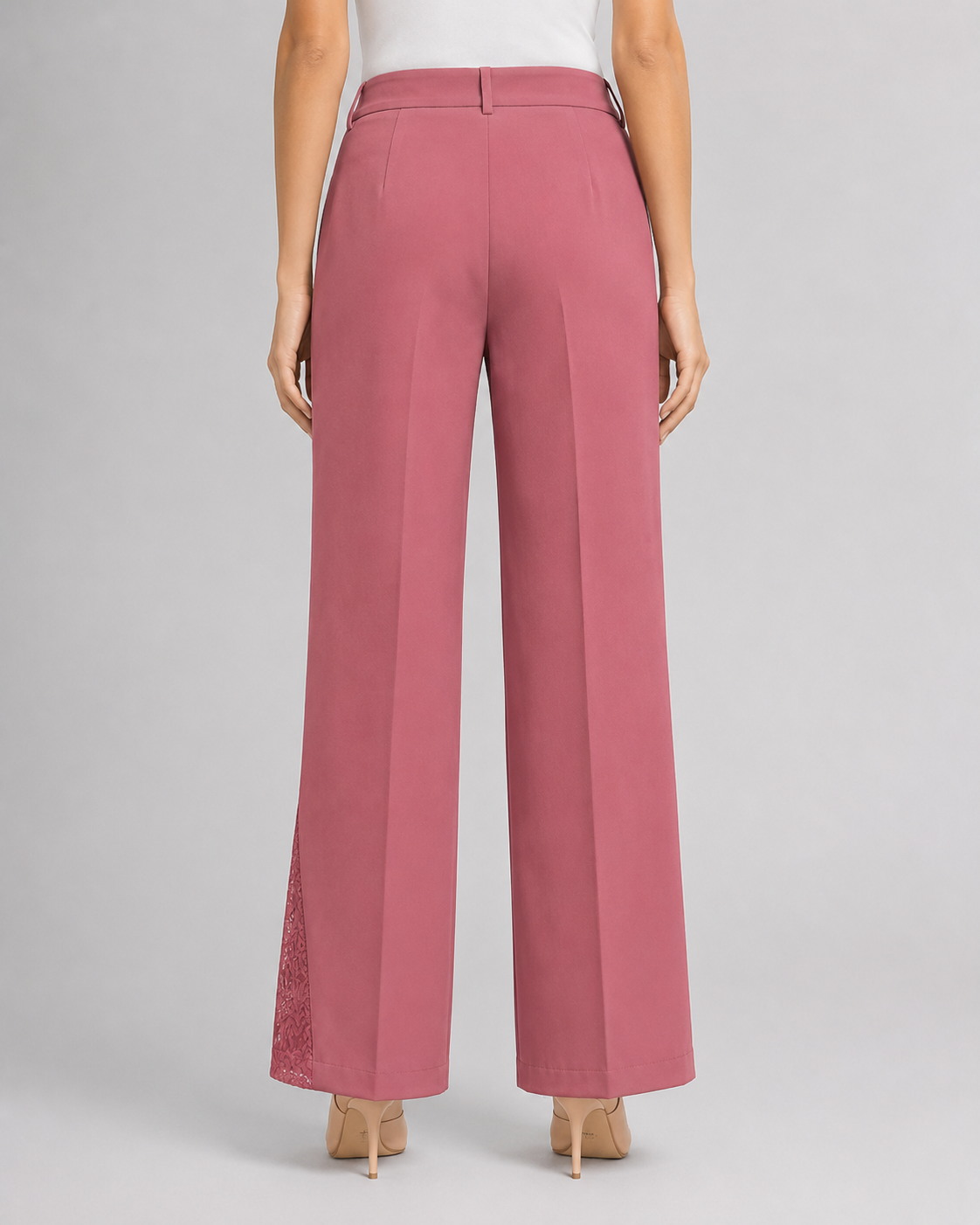 Women Dusty Pink Lace Trouser