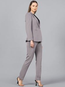 Stretch Notch Collar PantSuit-Grey