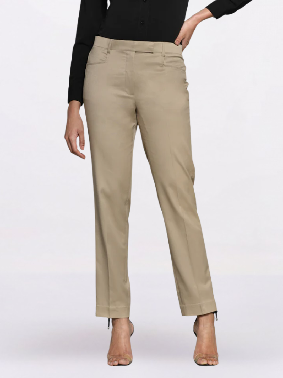 Women Beige Mid-Rise Chinos Trousers