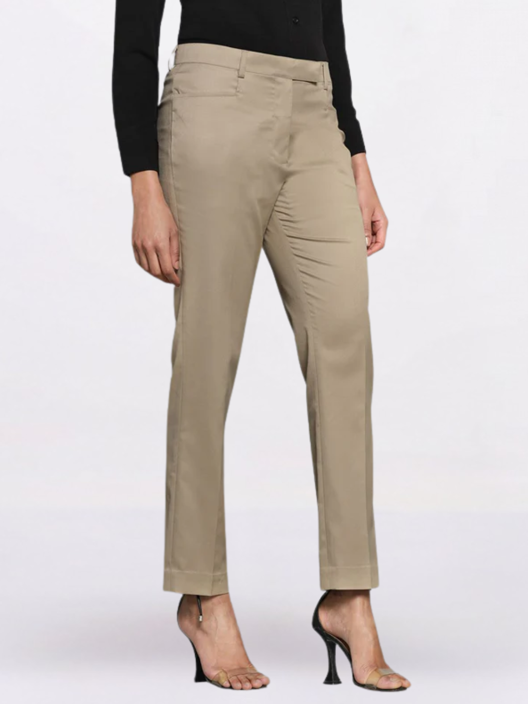 Women Beige Mid-Rise Chinos Trousers