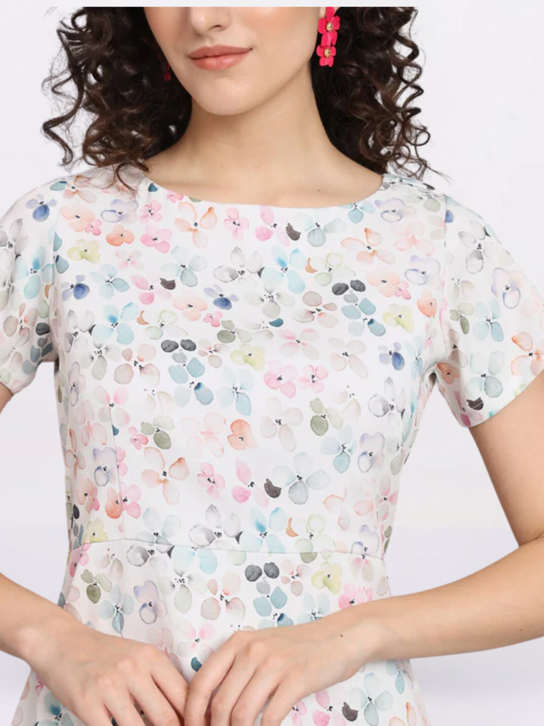 Women Floral Print Sheath Midi Dress