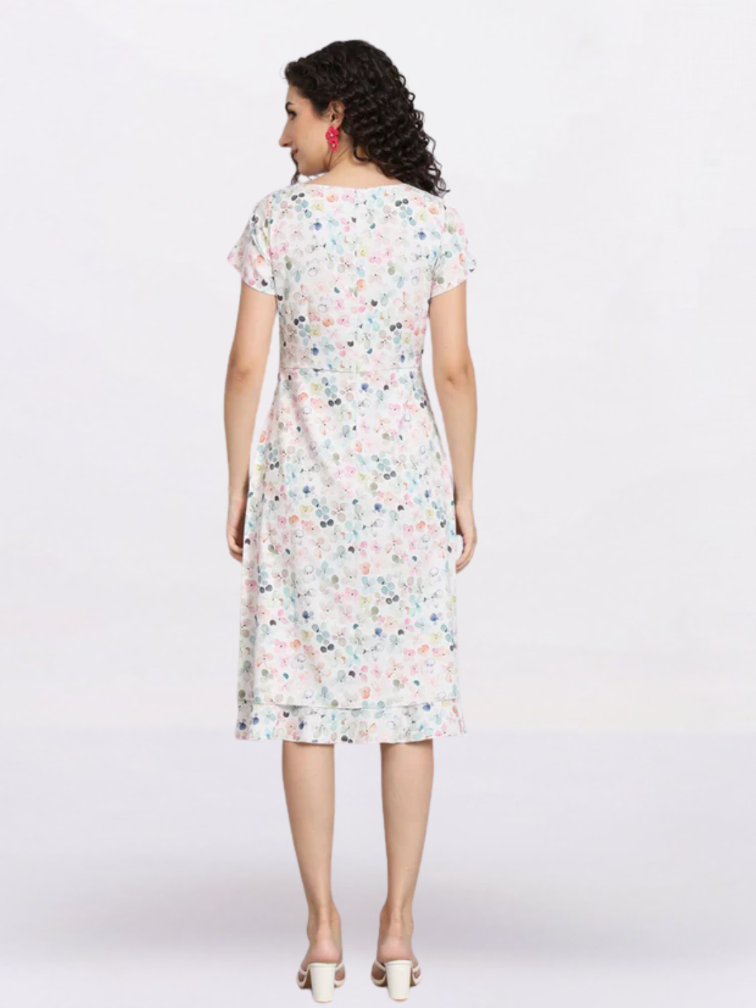 Women Floral Print Sheath Midi Dress