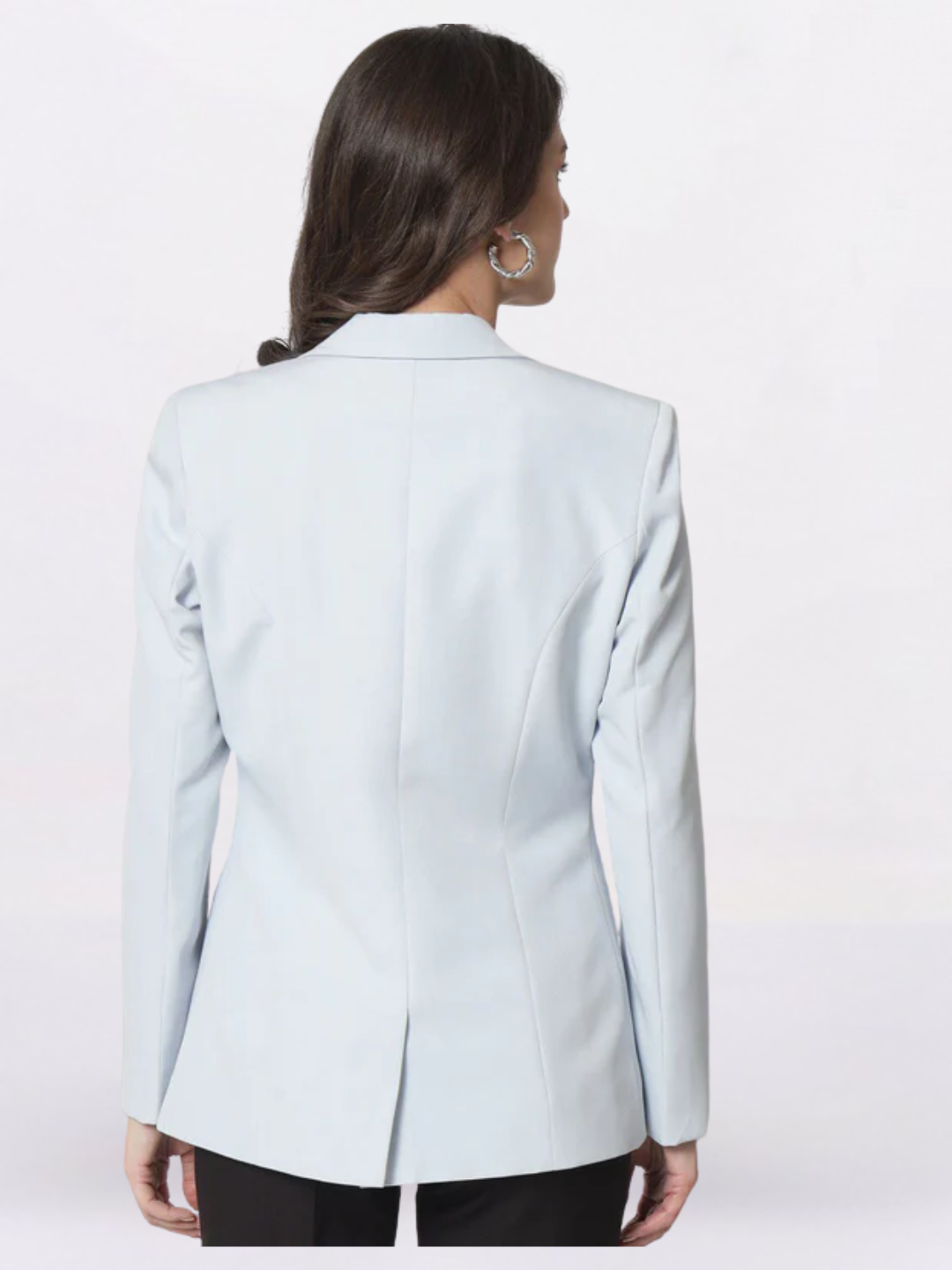 Women Ice Blue Notched Lapel Single Breasted Blazers
