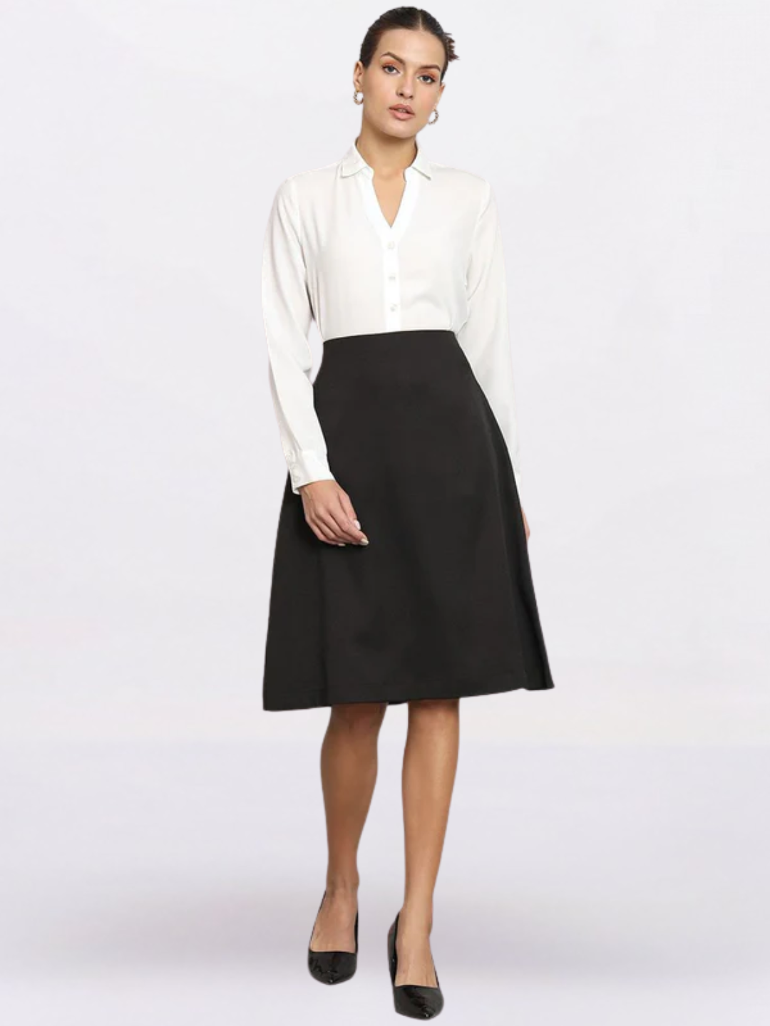 Women A-Line Moss Skirt- Black