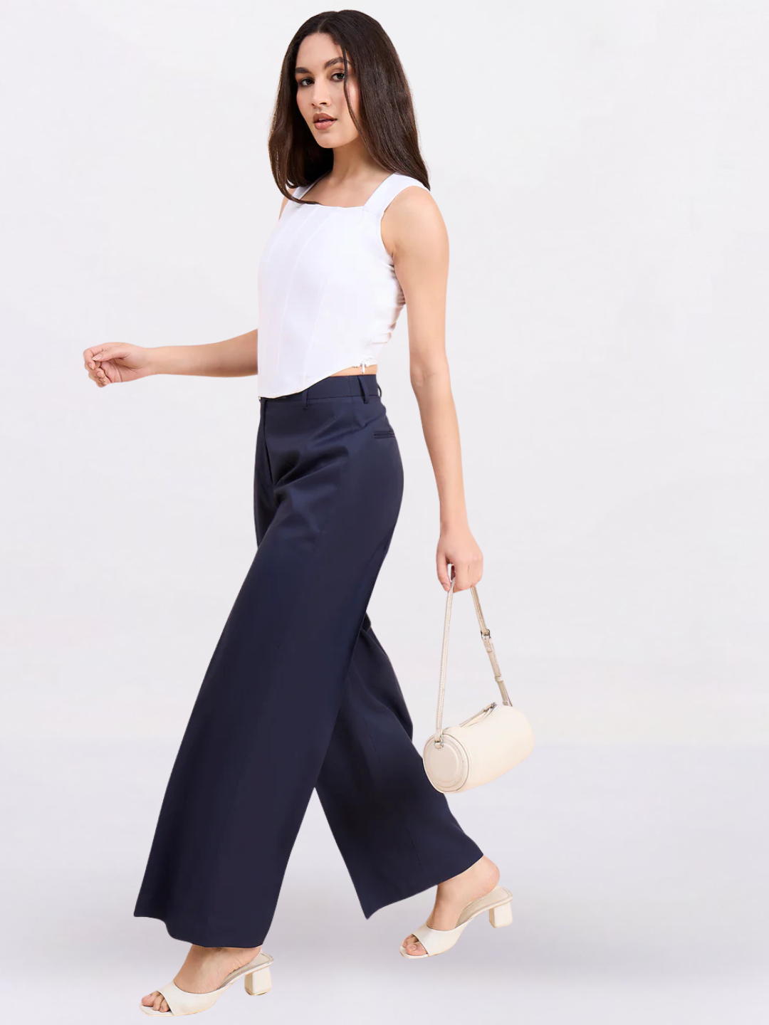 Women Solid Square Neck Corset Crop Top