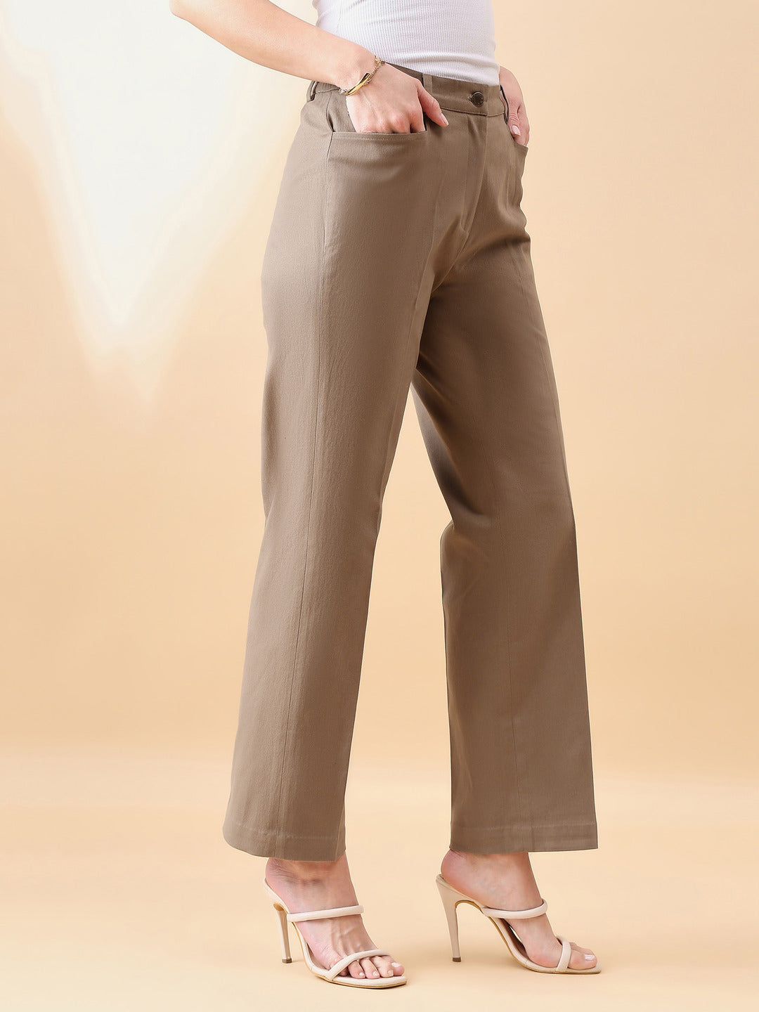 Stretch Straight Trouser - Slate Brown