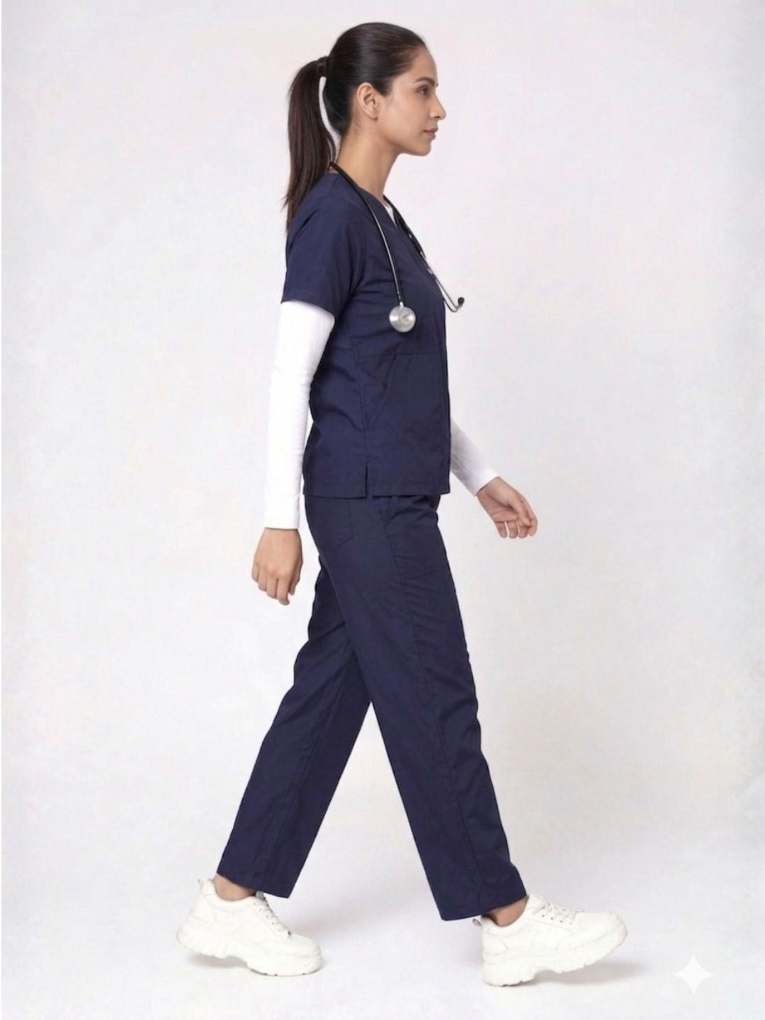 Women Navy Blue Scrub Set