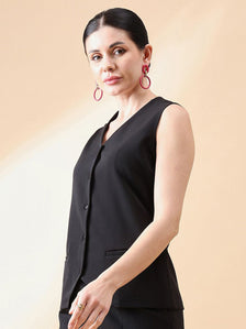 Waist Coat Top - Black