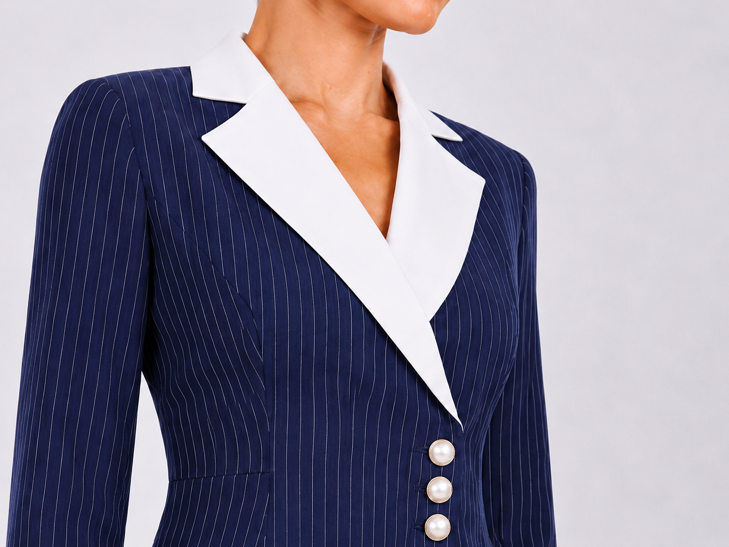 Women Navy Blue Blazer Style Top