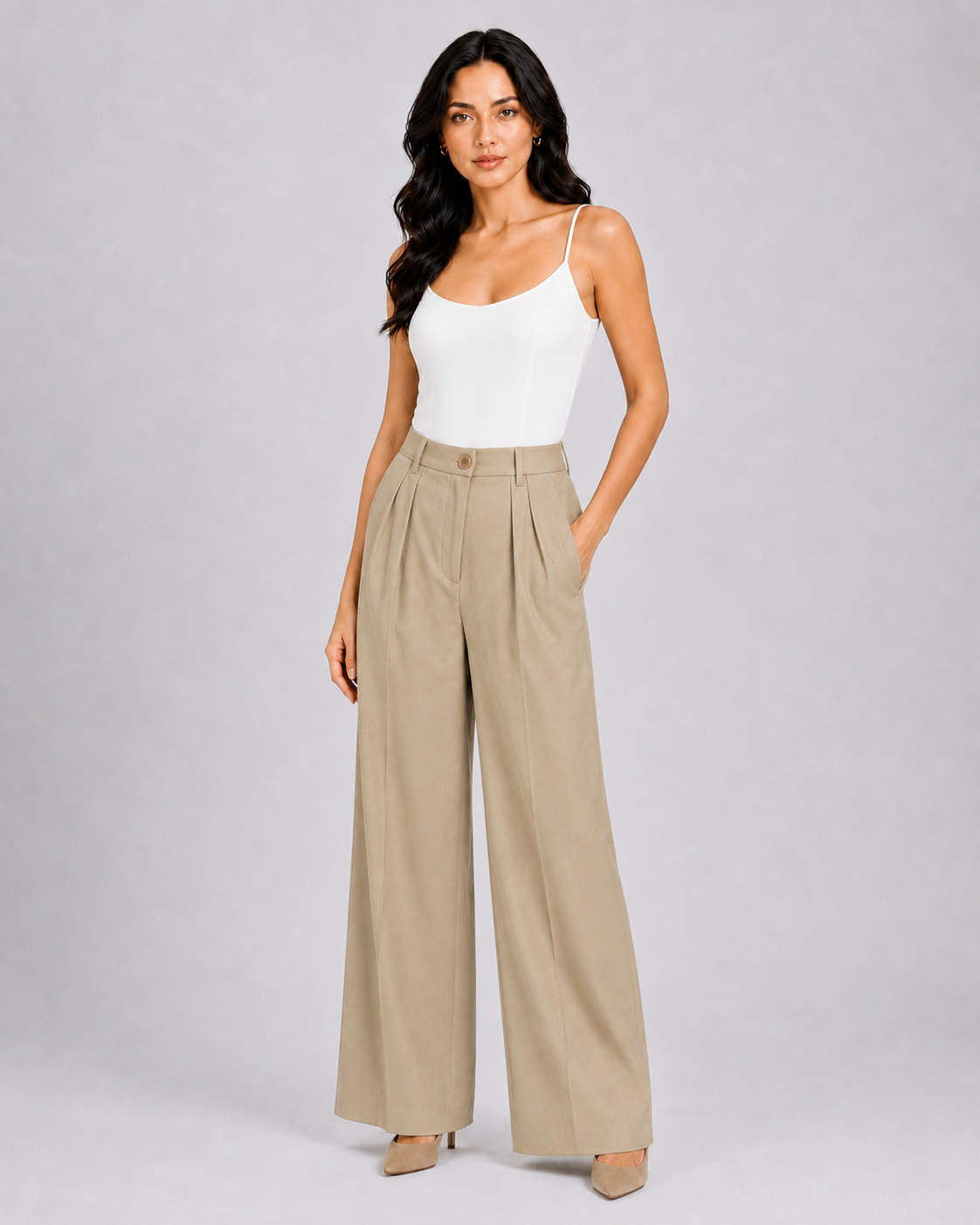 Women Beige Textured Trouser