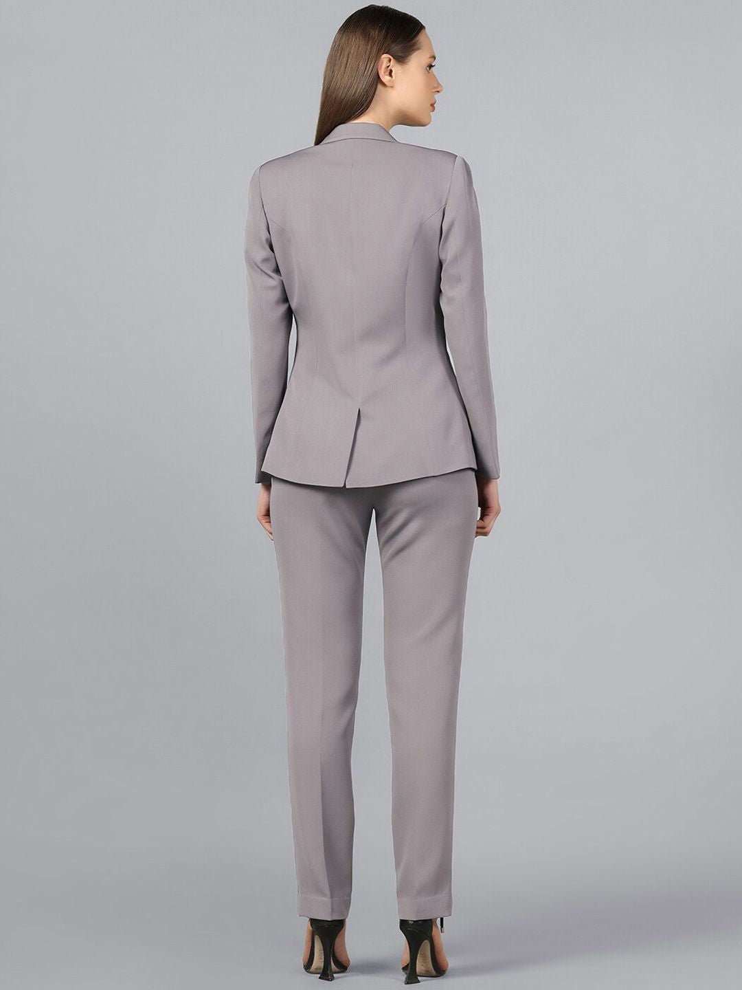 Stretch Notch Collar PantSuit-Grey