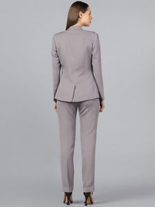 Stretch Notch Collar PantSuit-Grey