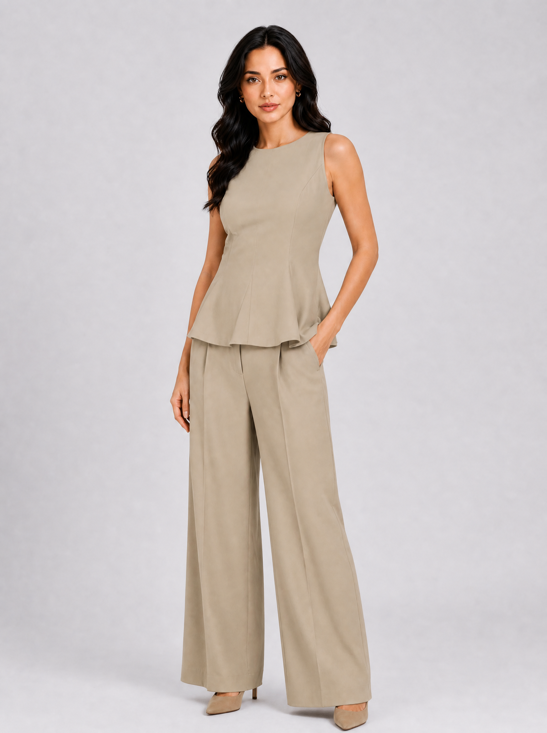 Women Beige Textured Co-ord Set