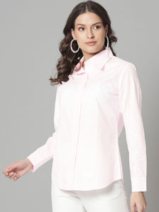 Collared Cotton Shirt- Pink
