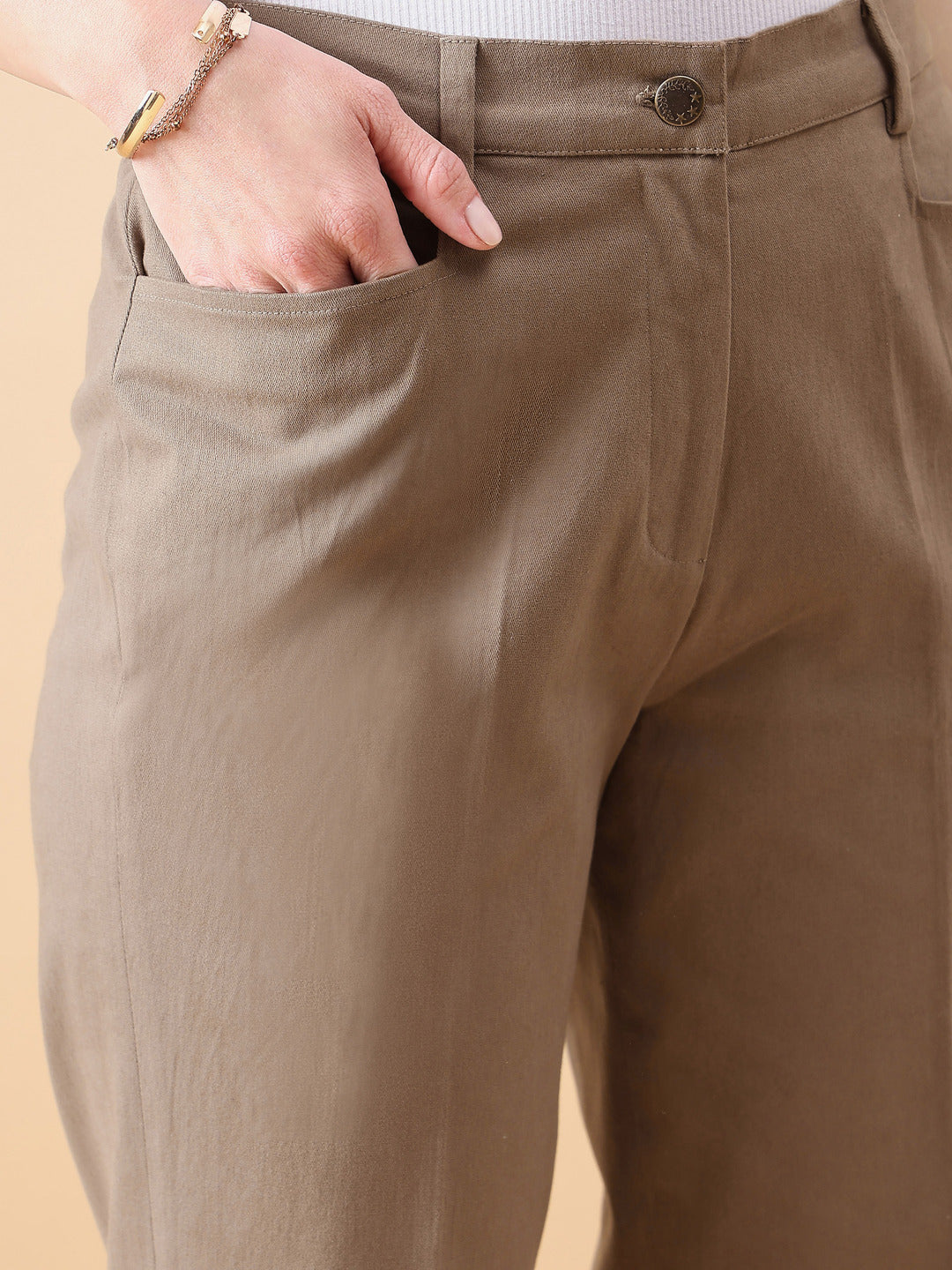 Stretch Straight Trouser - Slate Brown