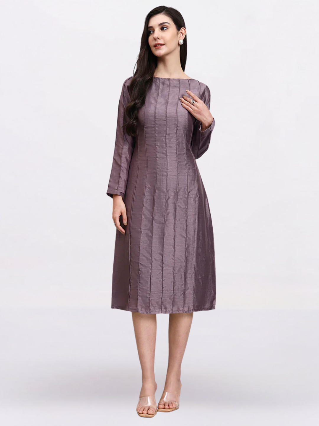 Women Elegant Mauve Structured Dress