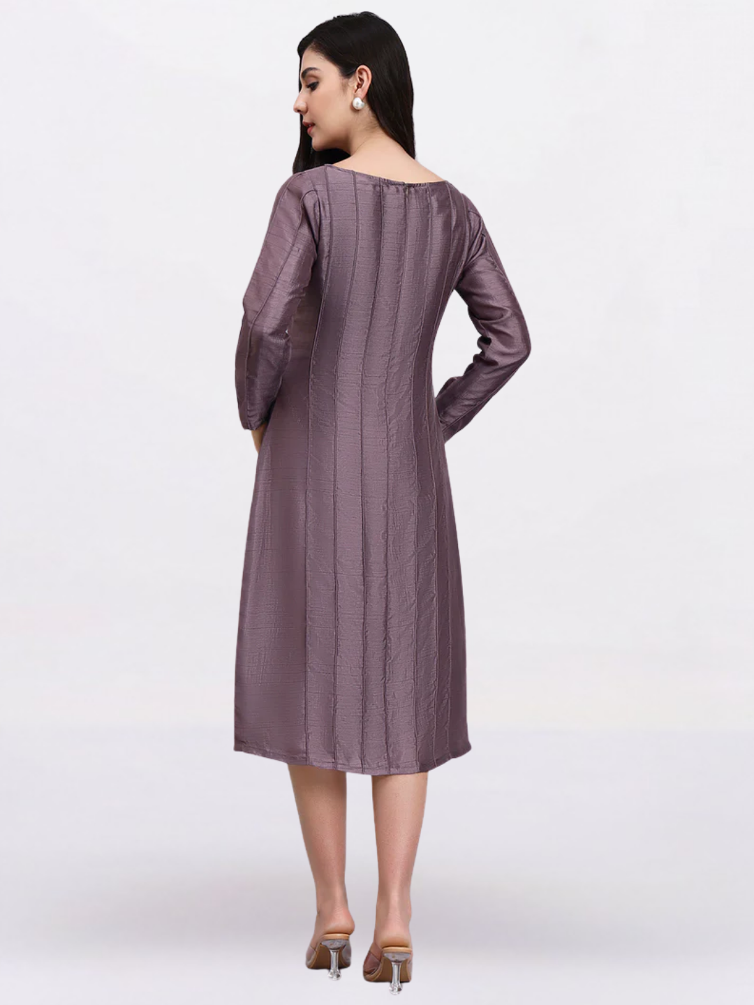 Women Elegant Mauve Structured Dress