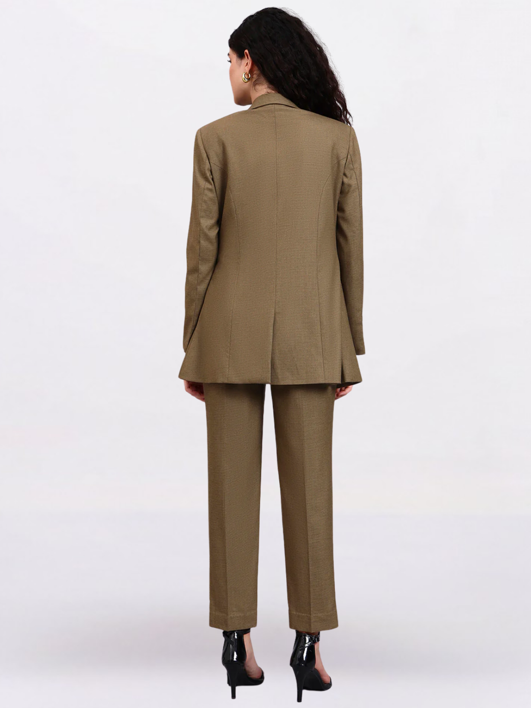 Women Beige Single Breasted Formal Pantsuit