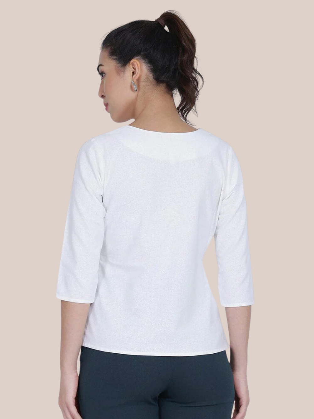 Cotton Flap & Button Top - White