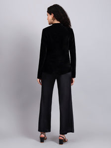 Velvet Black Blazer With Gold Buttons