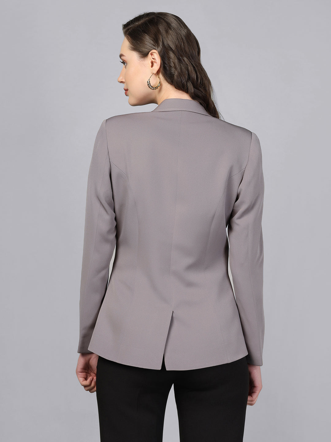 Notch Collar Stretch blazer- Grey