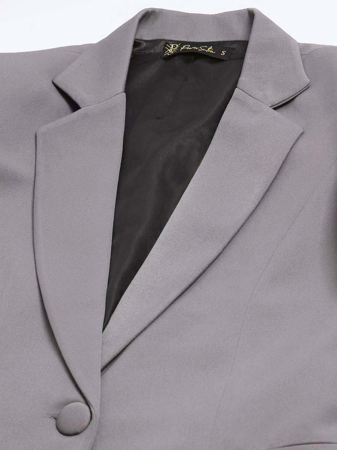 Notch Collar Stretch blazer- Grey