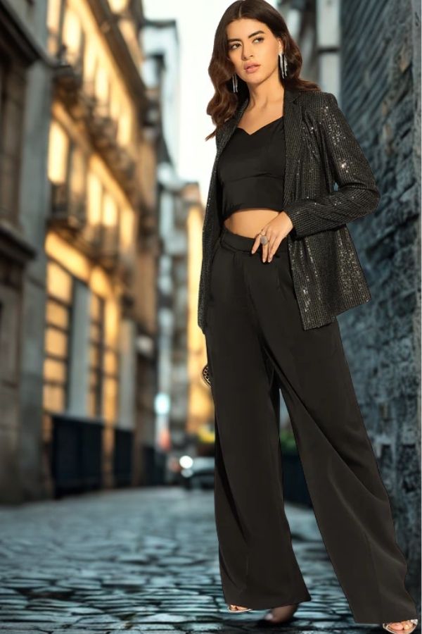 Women Embellished Long Sleeve Single Breasted Blazer