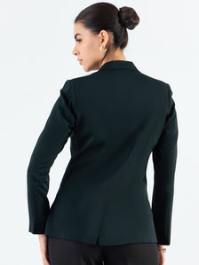 Bottle Green Classic Notched Lapel Tailored Fit Blazer in Stretchable Fabric
