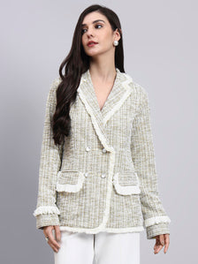 Classic beige warm tweed stretchable Blazer