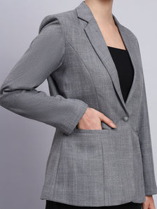 Tailored Grey Blazer with oxidized button