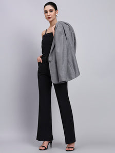 Tailored Grey Blazer with oxidized button