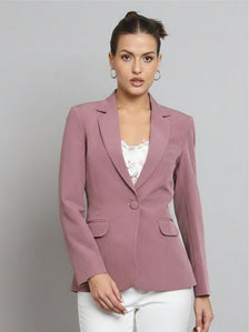Notch Collar Stretch Blazer- Dusty Pink