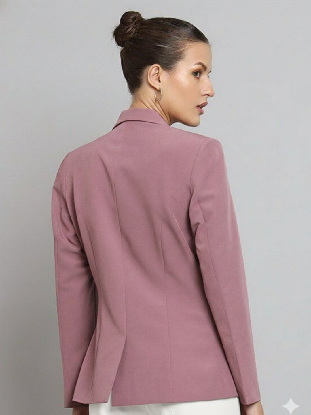 Notch Collar Stretch Blazer- Dusty Pink
