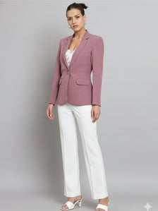 Notch Collar Stretch Blazer- Dusty Pink