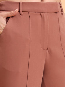 Dusty Peach Double Brested Sleeveless Vest With  Straight Fit Pintuck Detailed Co-Ords Set