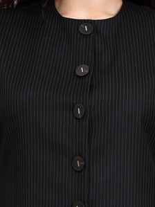 Black Pinstriped Co-Ord Set With Sleek Tailored Flair