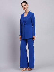 Tailored Cobalt Blue Co-Ord Set Featuring Peplum Blazer with Flared Pants