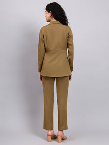 Power Dressing Willow Green Co-Ord Set Wrap Top With Straight Trousers