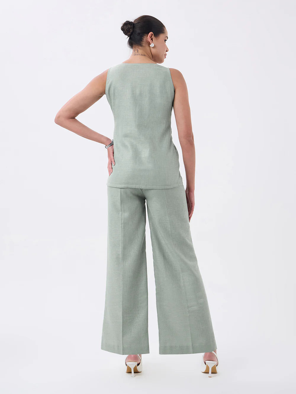 Dusty Sage Green Linen Blend Co-Ord set