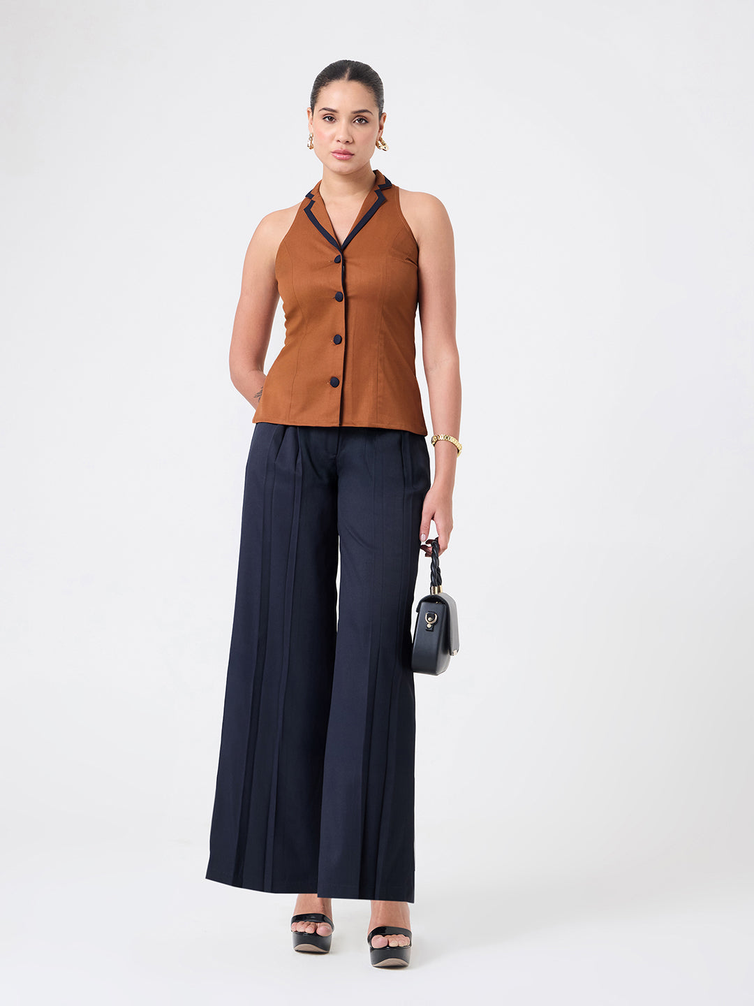 Women Rust Sleeveless Co-ords