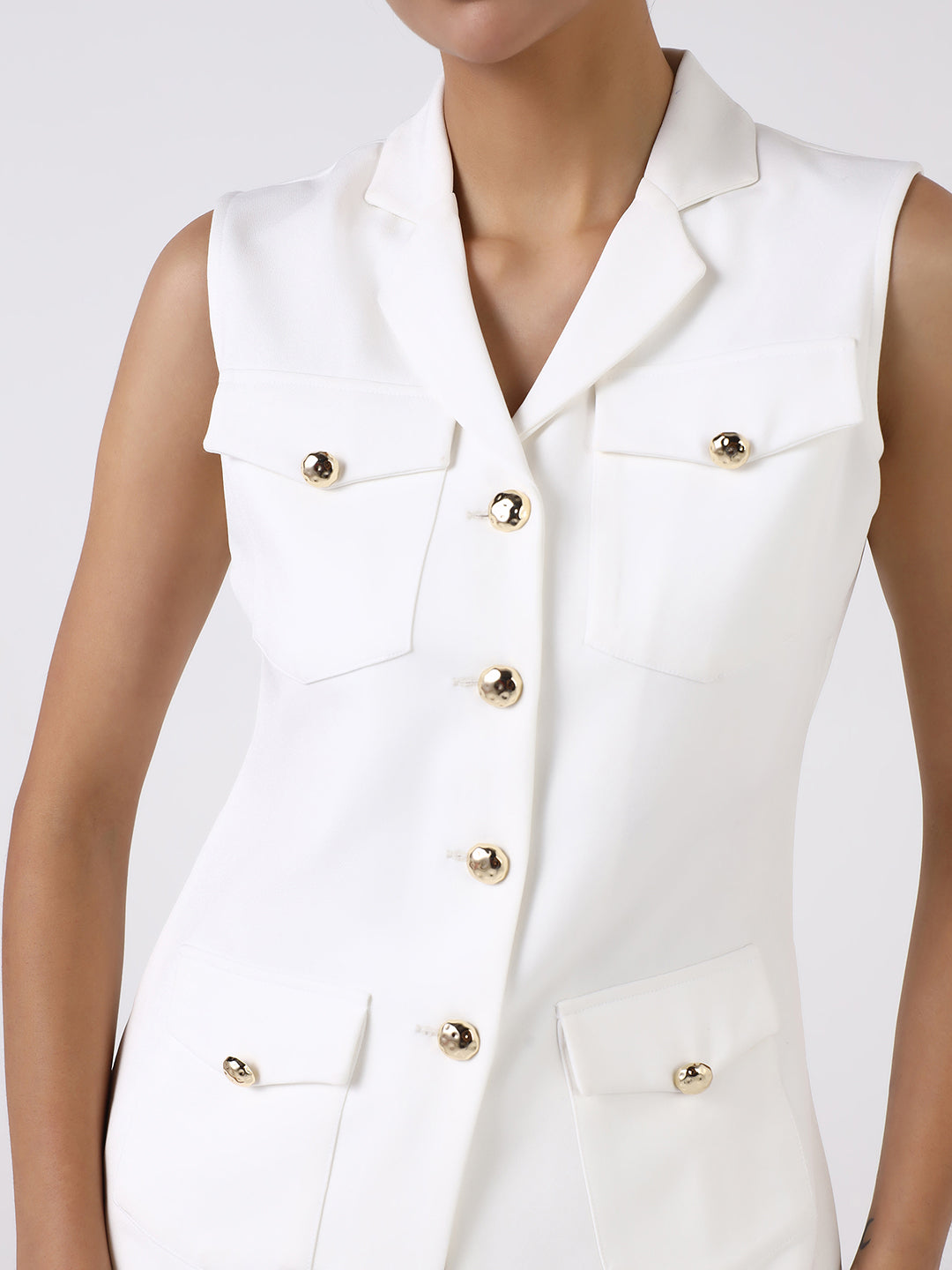 Women White Sleeveless Co-Ord Set