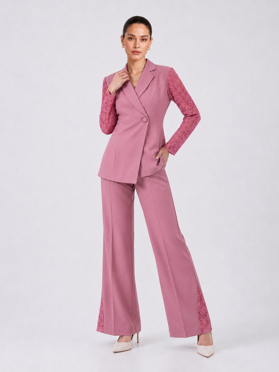 Women Dusty pink Double Breasted Co-Ord Set
