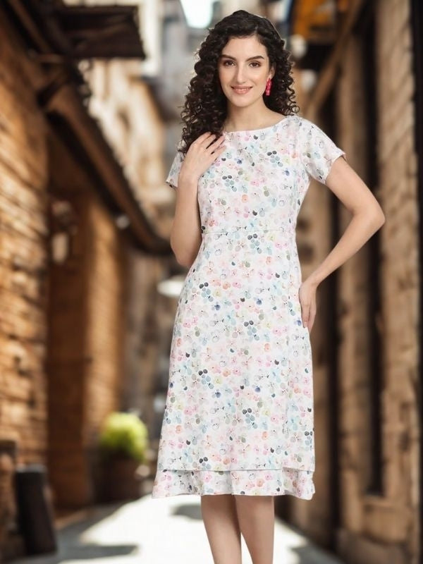 Women Floral Print Sheath Midi Dress