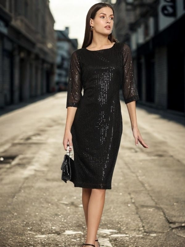 Women Embellished Sequinned Sheath Dress