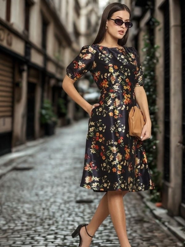 Women Floral Printed Fit & Flare Dress