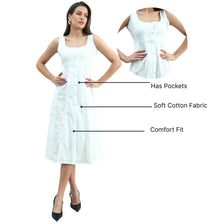 Elegant White Sleeveless Patchwork Panel In Cotton Schiffli