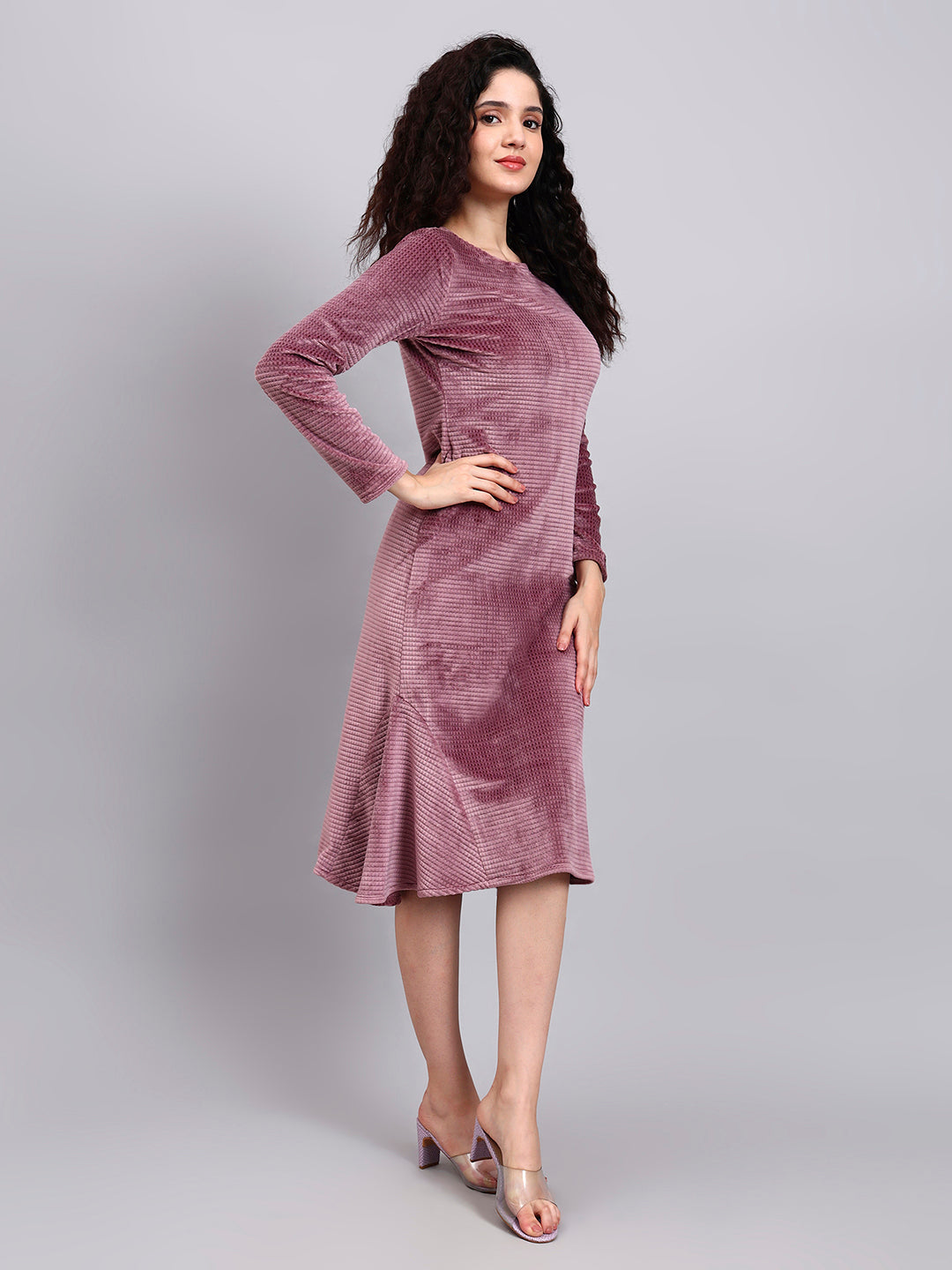Fish Cut Dusty Pink Dress
